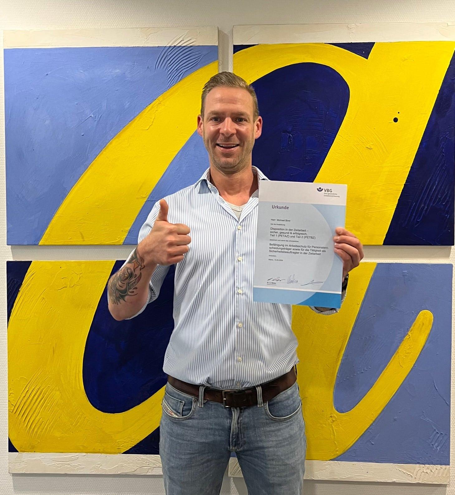 Micha Zertifikat Arbeitssicherheit