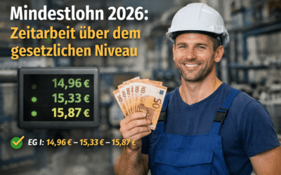 Mindestlohnerhöhung 2026 – Zeitarbeit bleibt klar darüber