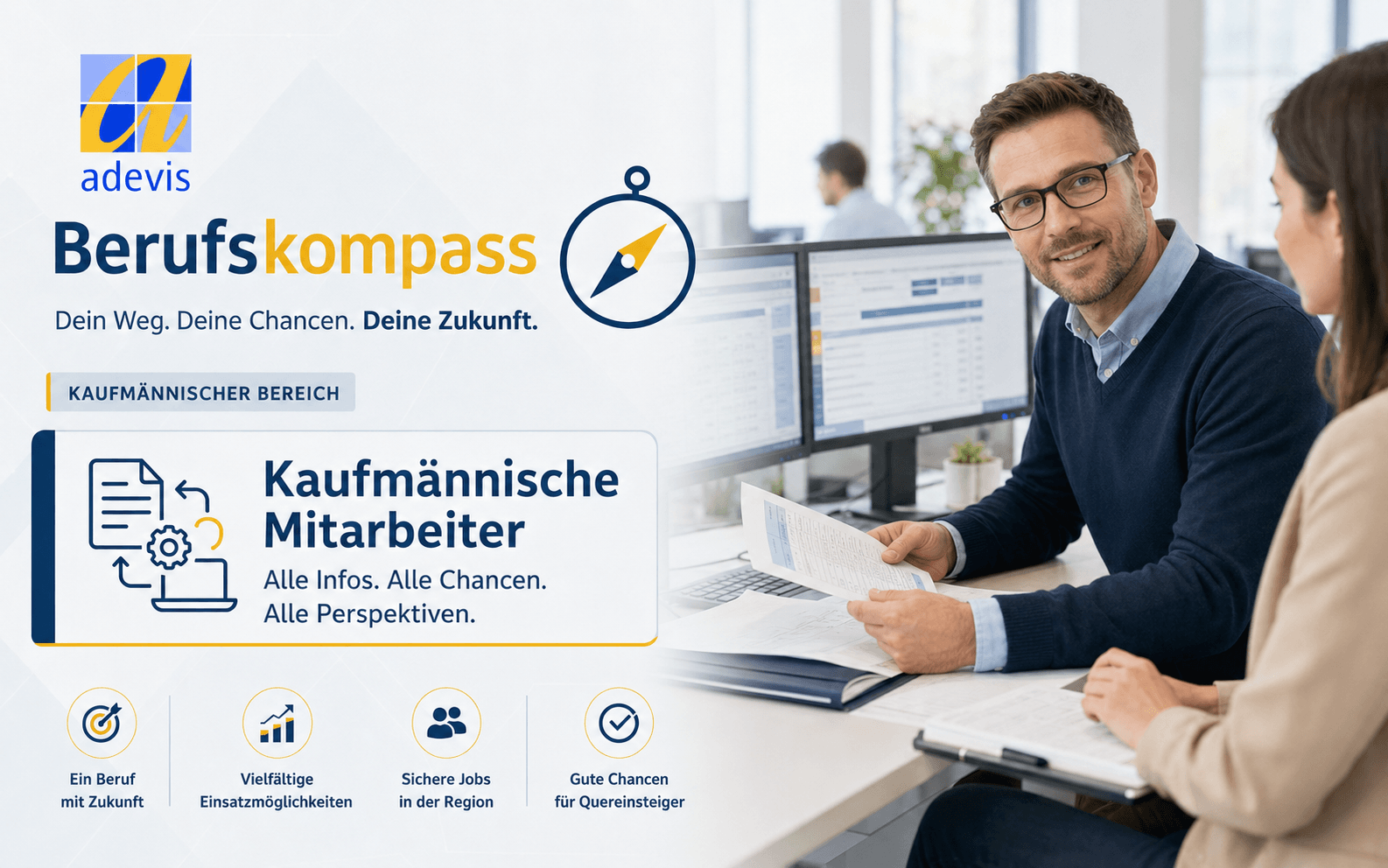 Kaufmännischer Mitarbeiter: Aufgaben und Arbeitsalltag Kaufmännischer Mitarbeiter Aufgaben bearbeitet einen Auftrag im Büro